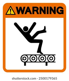 Warning Fall Hazard From Conveyor Symbol Sign, Vector Illustration, Isolate On White Background Label .EPS10