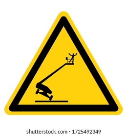 Aviso De Caer Signo De Peligro De Grúa, Ilustración Vectorial, Aislado En Etiqueta De Fondo Blanco. EPS10