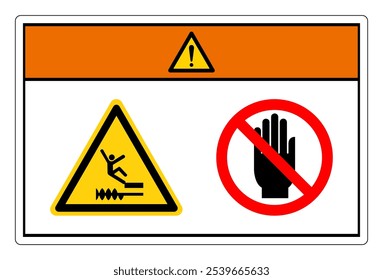 Warning Falling Of Moving Machinery Hazard Do Not Touch Symbol Sign, Vector Illustration, Isolate On White Background Label. EPS10