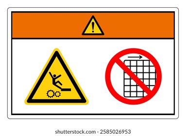 Warning Falling Of Moving Machinery Hazard Do Not Remove Guard Symbol Sign, Vector Illustration, Isolate On White Background Label .EPS10