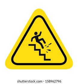 warning falling off the stairs sign 