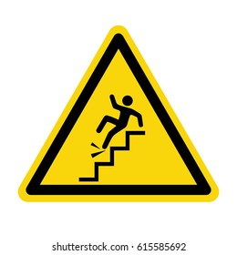 Warning falling off the stairs sign, symbol, vector, illustration