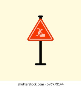 warning falling on the stairs road sign