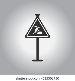 warning falling on the stairs road sign