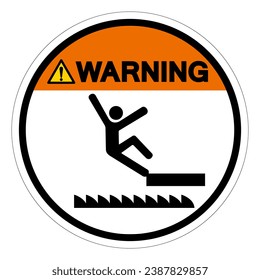 Warning Falling Of Saw Moving Hazard Symbol Sign, Vector Illustration, Isolate On White Background Label .EPS10