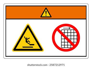 Warning Falling Of Saw Moving Hazard Do Not Remove Guard Symbol Sign, Vector Illustration, Isolate On White Background Label .EPS10