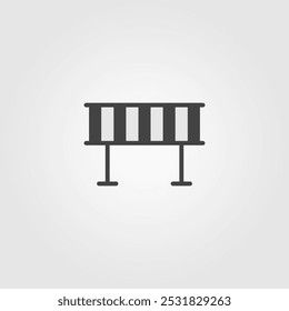 Warning fence vector icon. Black and white striped fence. Vector security barrier element. Police and fire barricades. Black and white divisions on a prohibition sign vector.