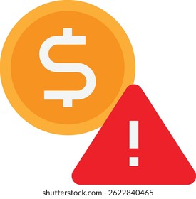 Ilustração Plana do Vetor de Ícone de Crise Financeira de Aviso
