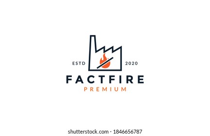 warning fire  factory line logo vector