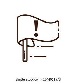 warning flag icon over white background, line style, vector illustration design