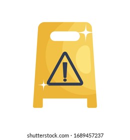 warning floor sign icon over white background, flat style, cleaning elements concept, vector illustration