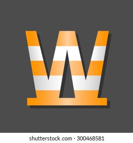 Warning font, letter W