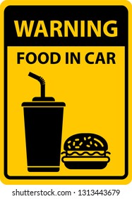 Warning food in car sign