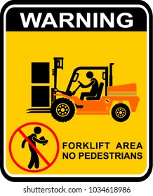 Warning, Forklift Area, No Pedestrians