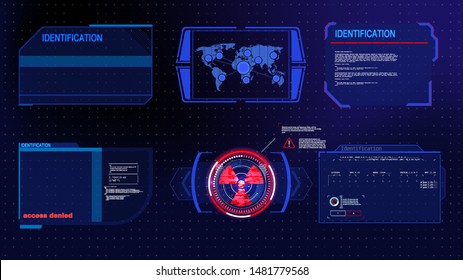 Warning frame. Abstract tech design Blue and red futuristic frame in modern HUD style background. Abstract technology communication design innovation concept background.Vector abstract graphic design.