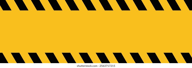 Warning frame diagonal stripes. Construction bordered yellow and black caution stripes.