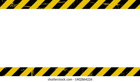 Warning frame yellow and black diagonal stripes, vector grunge texture warn caution, construction, safety grunge background