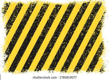 Warning Frame Yellow Black Diagonal Stripes.Vector Illustration Texture Warn Caution symbol. Isolated on white background. Safety, danger blank empty border template.