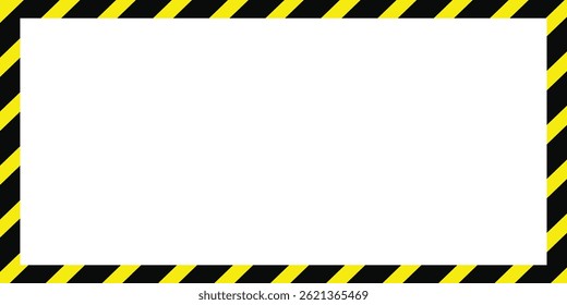 Marco de advertencia con rayas diagonales amarillas y negras. Signo de peligro de frontera amarillo y negro. Precaución con el marco de la cinta.