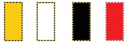 Warning frame with yellow and black, red diagonal stripes. Rectangle warn frame. Black and yellow red diagonal stripe vector icon collection. Seamless caution and warning sign tape set. Eps file 111.