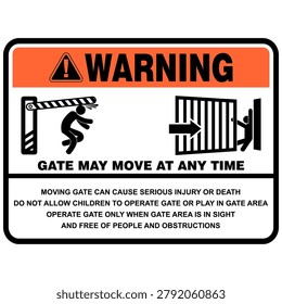 Warning, gate may move at any time, sign vector