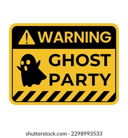 Aviso de la fiesta fantasma. Página Aviso de Signo de Tráfico. Feliz Halloween, perfecto para adornar tarjetas, álbumes, ropa y más