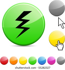 icono circular brillante de advertencia.