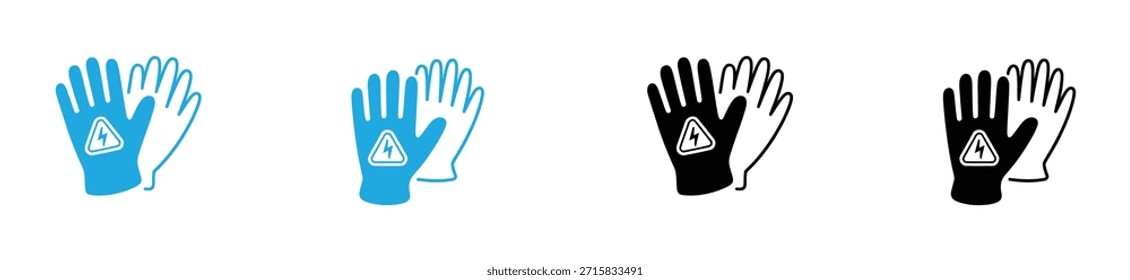 Guantes de advertencia para la seguridad y protección en entornos de trabajo. Atención, asegúrese de usar guantes de goma. Ilustración vectorial.