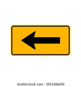 Warning Go Left By The Arrows Traffic Road Sign,Vector Illustration, Isolate On White Background Label. EPS10