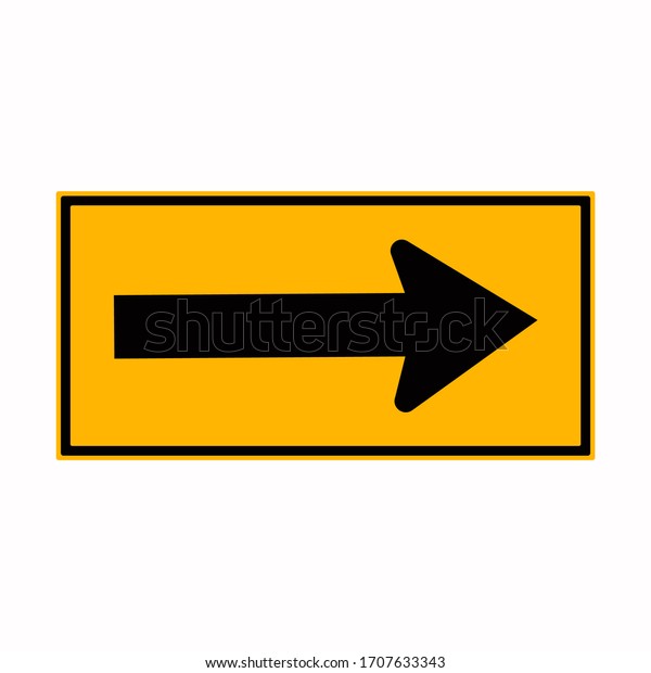 Warning Go Right By\
The Arrows Traffic Road Sign,Vector Illustration, Isolate On White\
Background Label.