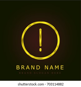 Warning golden metallic logo
