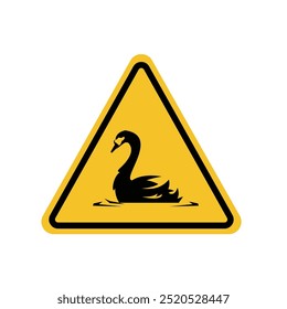Warning goose crossing yellow triangle sign. Suitable for posters and web icons.