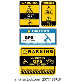 Warning, GPS protected  recovery system, sticker vector