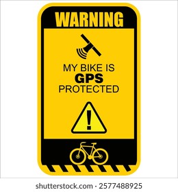 Warning, GPS protected  recovery system, sticker vector