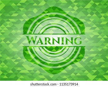 Warning green mosaic emblem