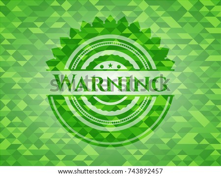 Warning green mosaic emblem