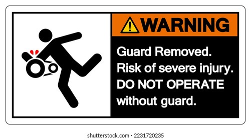 Guardia De Aviso Eliminar El Riesgo De Lesión Grave Signo De Símbolo, Ilustración De Vector, Aislado En Etiqueta De Fondo Blanco. EPS10