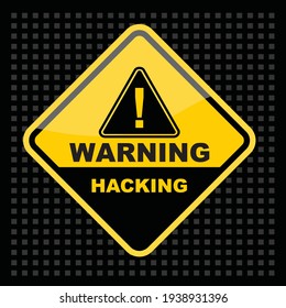 Warning, Hacking Sticker And Label Vector
