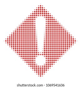 Warning halftone vector pictogram. Illustration style is dotted iconic Warning icon symbol on a white background. Halftone pattern is round elements.