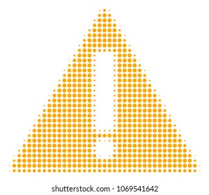 Warning halftone vector pictogram. Illustration style is dotted iconic Warning icon symbol on a white background. Halftone pattern is circle points.