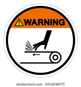 Warning Hand Abrasion Belt Drive Symbol Sign, Vector Illustration, Isolate On White Background Label .EPS10