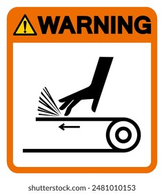 Warning Hand Abrasion Belt Drive Symbol Sign, Vector Illustration, Isolate On White Background Label .EPS10