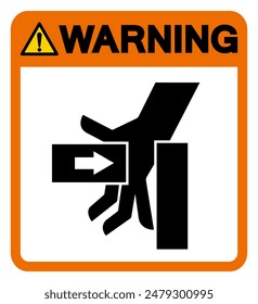 Warning Hand Crush Force From Left Symbol Sign, Vector Illustration, Isolate On White Background Label .EPS10