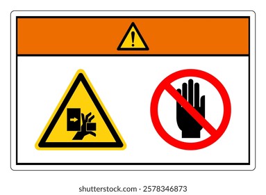 Warning Hand Crush Force From Left Do Not Touch Symbol Sign, Vector Illustration, Isolate On White Background Label. EPS10