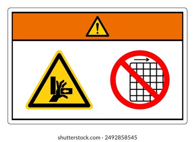 Advertencia Fuerza de aplastamiento de la mano desde la derecha No quitar el símbolo de protección, Ilustración vectorial, aislado sobre fondo blanco Label.EPS10