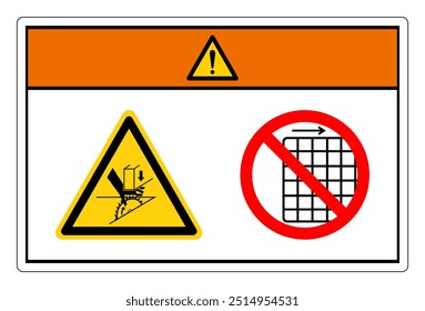 Advertência de risco de esmagamento da mão Não remova o sinal de símbolo de guarda, ilustração de vetor, isolar no fundo branco etiqueta .EPS10