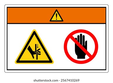 Warning Hand Crush Moving Parts Do Not Touch Symbol Sign, Vector Illustration, Isolate On White Background Label. EPS10