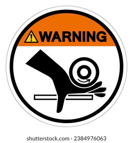 Warning Hand Crush Roller Pinch Point Symbol Sign, Vector Illustration, Isolate On White Background Label .EPS10