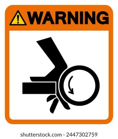 Warning Hand Crush Roller Pinch Point Symbol Sign, Vector Illustration, Isolate On White Background Label .EPS10