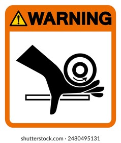 Warning Hand Crush Roller Pinch Point Symbol Sign, Vector Illustration, Isolate On White Background Label .EPS10